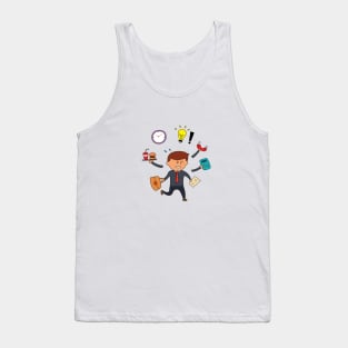 kids drawing of Business man multitasking Tank Top